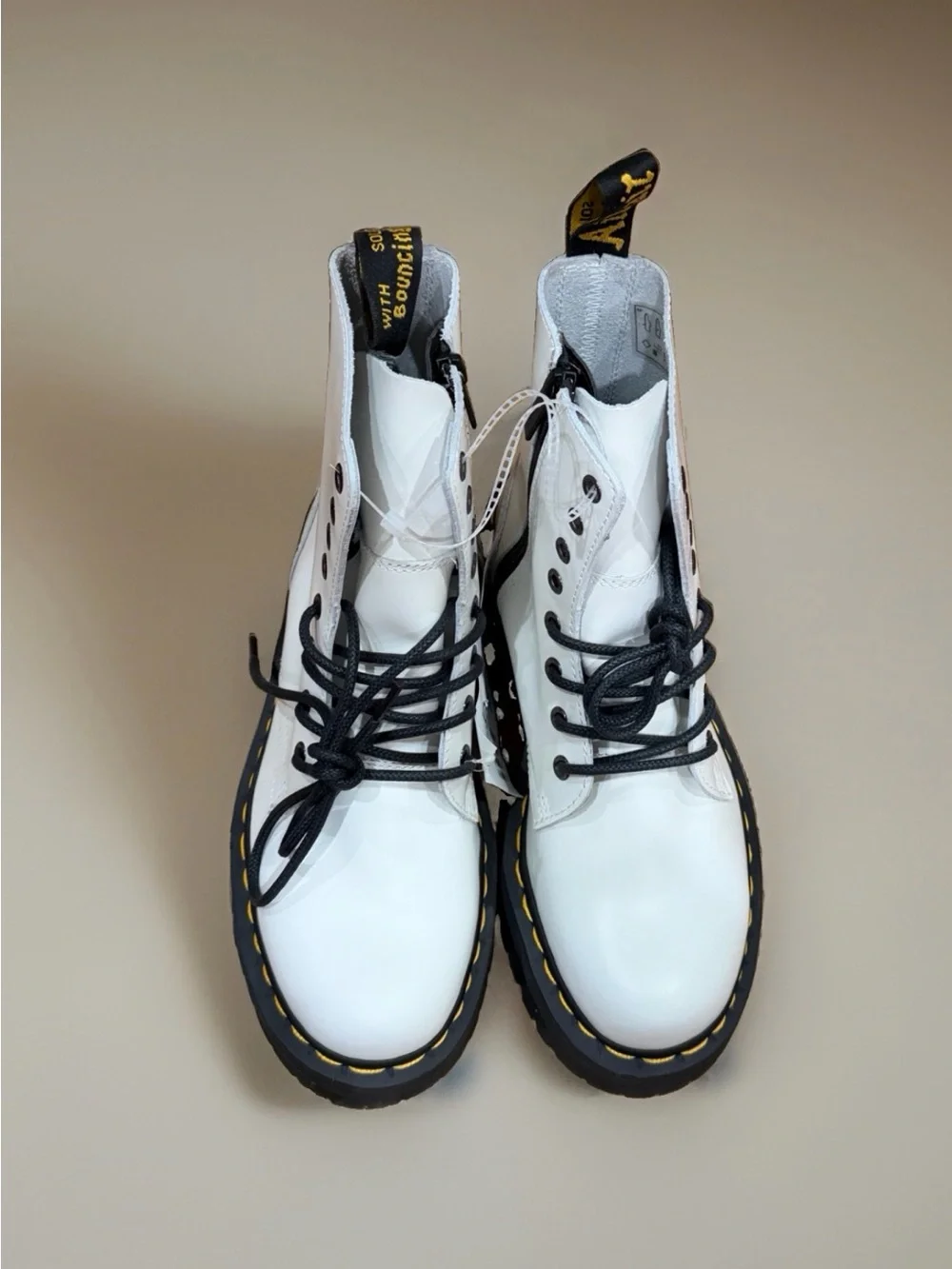 Dr. Martens Jadon Smooth White Leather Platform Combat Boots — W8 / M7 NWT